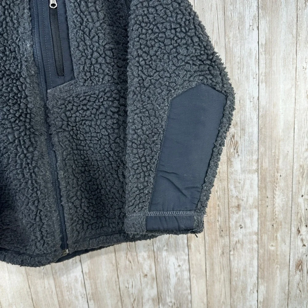 LLBean Toddler Kids Black Chunky Fleece Full Zip Jacket‎ Size M Vintage